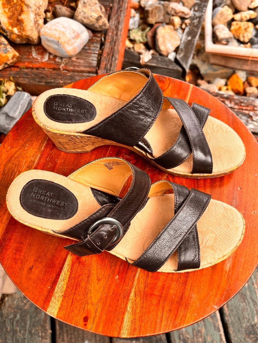 Great Northwest Clothing Company Size 9 Dark Brown Leather Wedge Sandals